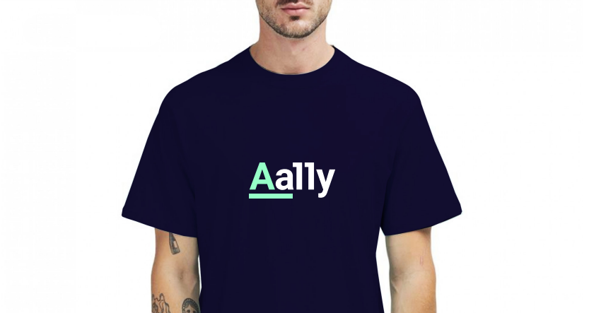 Aally logo on black t-shirt